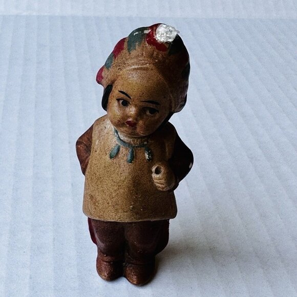 Native‎ American Indian Doll German Hertwig Bisque Porcelain Headdress 2.75" H - Picture 1 of 11